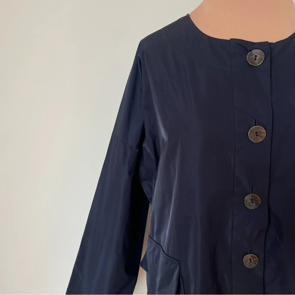 PLANET by Lauren G Lagenlook Nylon Drawstring Back Button Front Jacket EUC 1/S